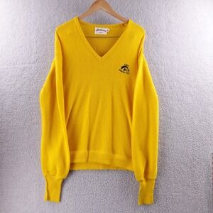 Vintage wRightway Mens XXL Yellow Iowa Hawkeyes V Neck Sweater Pullover‎ Preppy